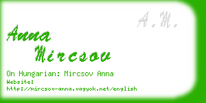 anna mircsov business card